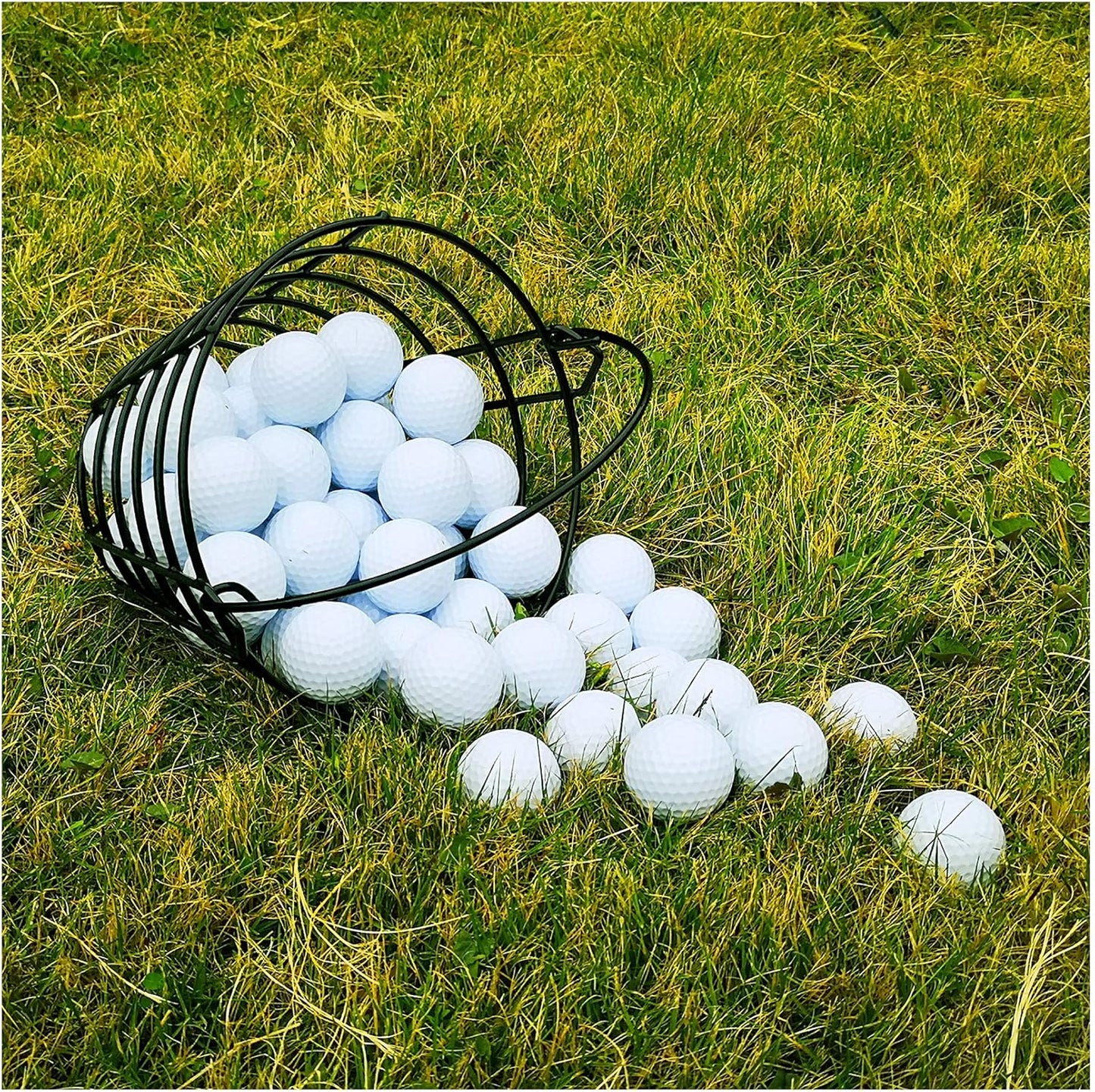 10L0L Metal Range Golf Ball Baskets with Handle, Golf Ball Storage Bucket, Holds 50 Balls Each (GolfBalls Not Included)