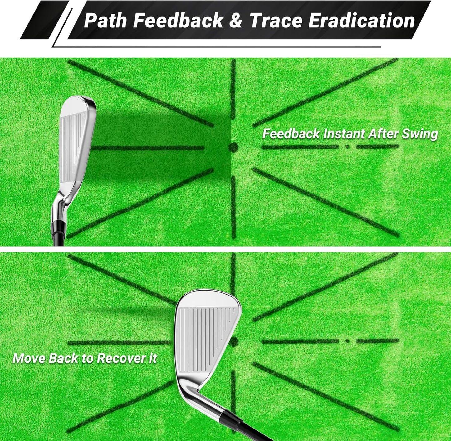 Golf Hitting Mat with Divot Board, Real-Time Swing Feedback Trainer, Indoor & Outdoor Chipping Practice Mat, Strike Training Aid, Turf Driving Impact Pad, Golf Accessories and Gifts for Men