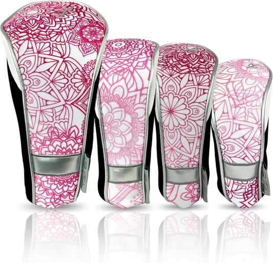 Taboo Fashions Monaco Golf Club Covers for Women - Numbered Golf Headcovers Set for Driver, Fairway and Hybrid Clubs - Weather Resistant, Pack of 4