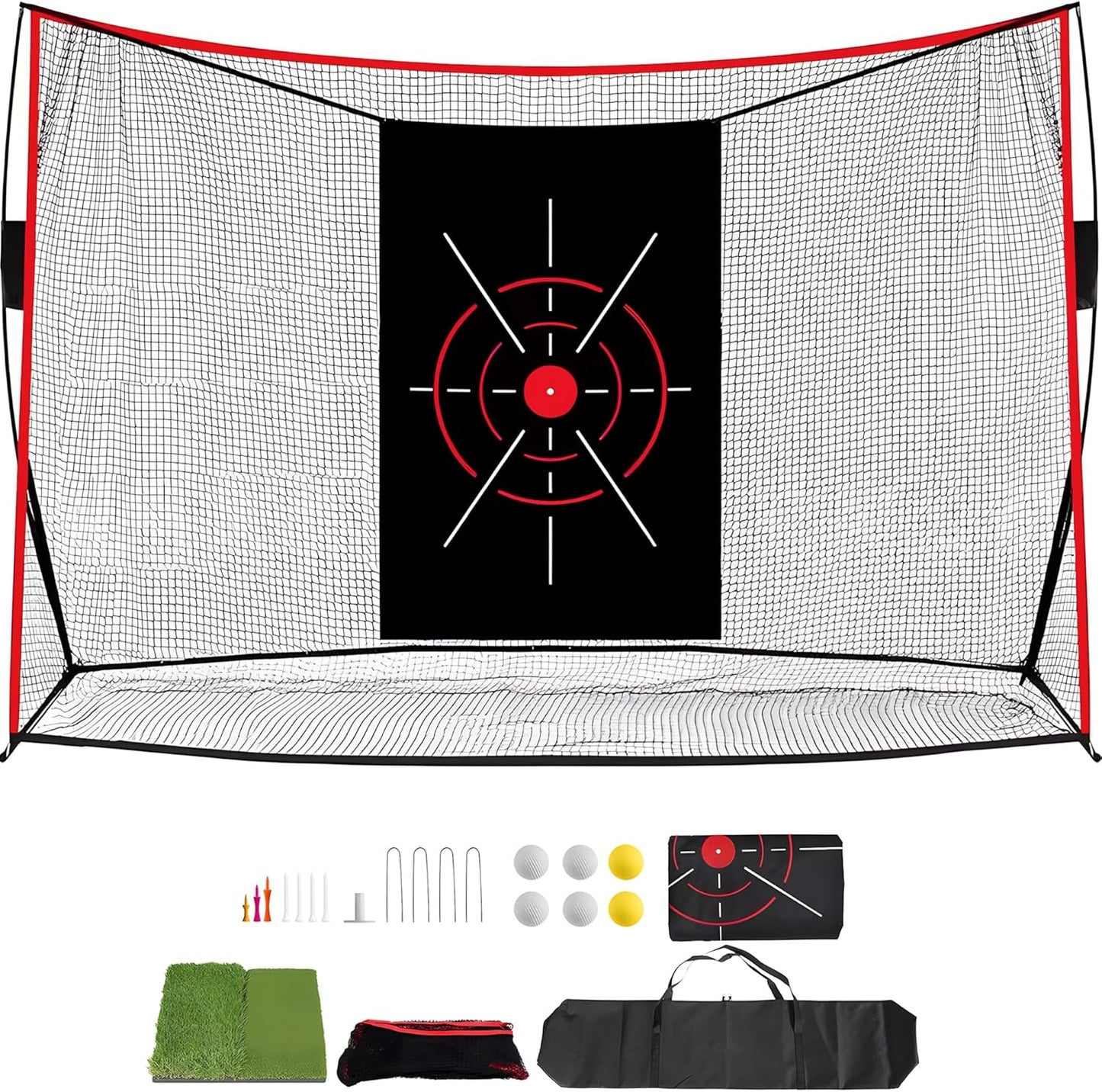Golf Net, 10x7ft Golf Hitting Nets with a Turf Mats, Golf Practice Net for Backyard,Garage, Terrace Equipped with Noise Free Target, Great Gift for Fathers, Husbands and Professional Golfers