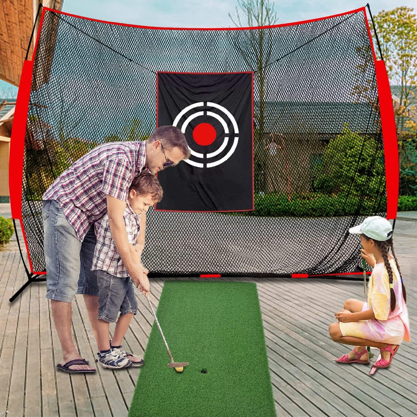 Kapler Golf Practice Hitting Net - 12X10FT Portable Driving Nets with Steel Frame and Target for Backyard Indoor Outdoor Swing Use - Gifts for Golfing Lovers