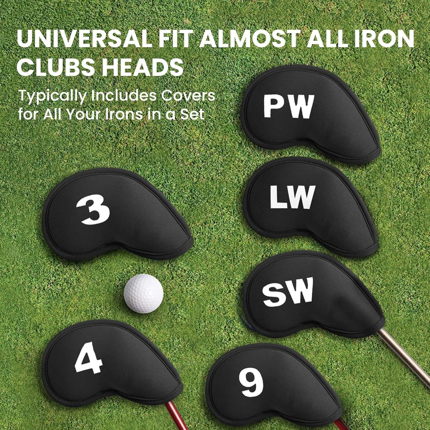 Golf Iron Head Covers Magnetic Soft Protection Printed Numbers Value Set, Durable Neoprene Headcover for Irons, Lightweight in Blue Black Pink for Men Women