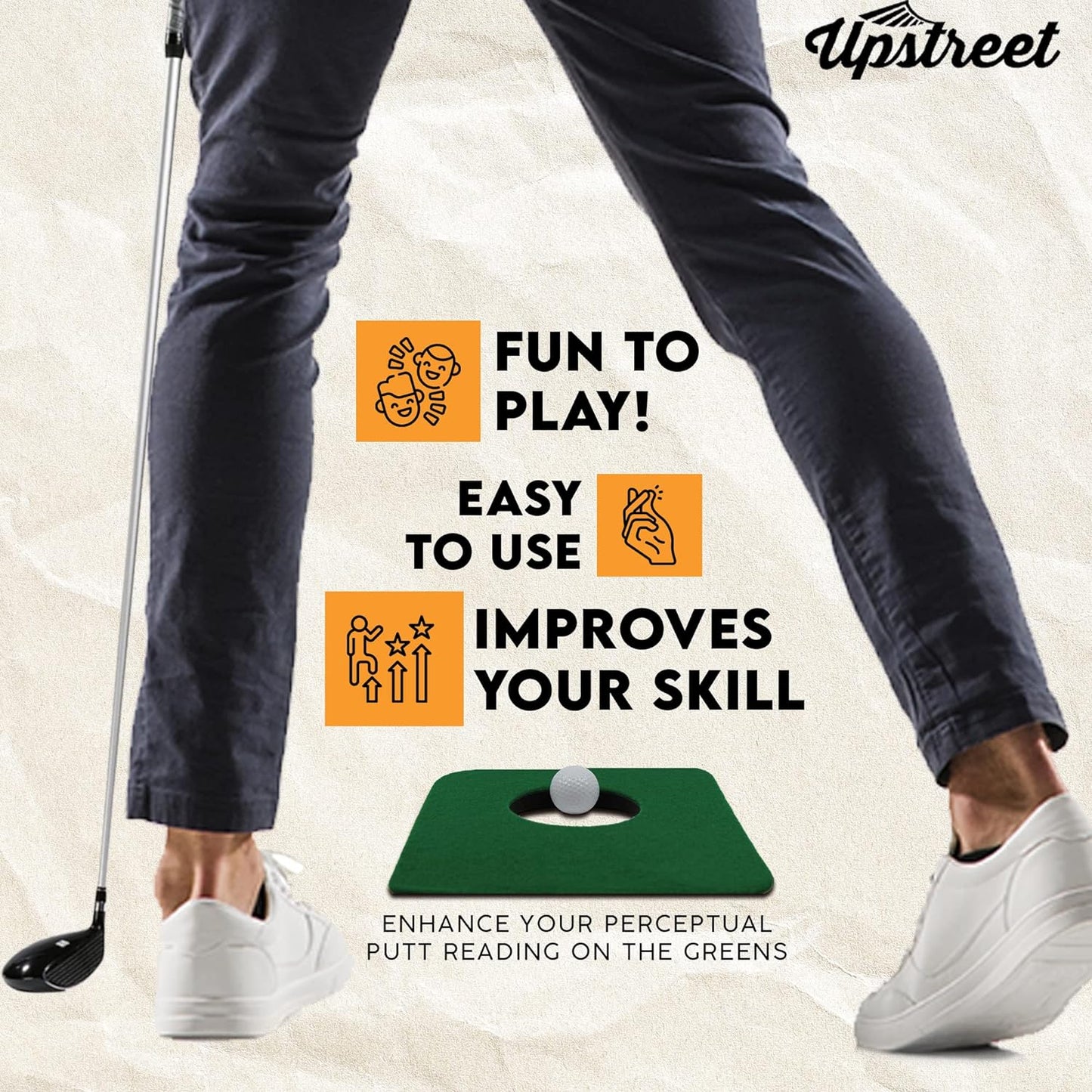 Upstreet Golf Putting Matt for Indoors, Mini Golf Set - Includes Two Mats and Two Training Balls