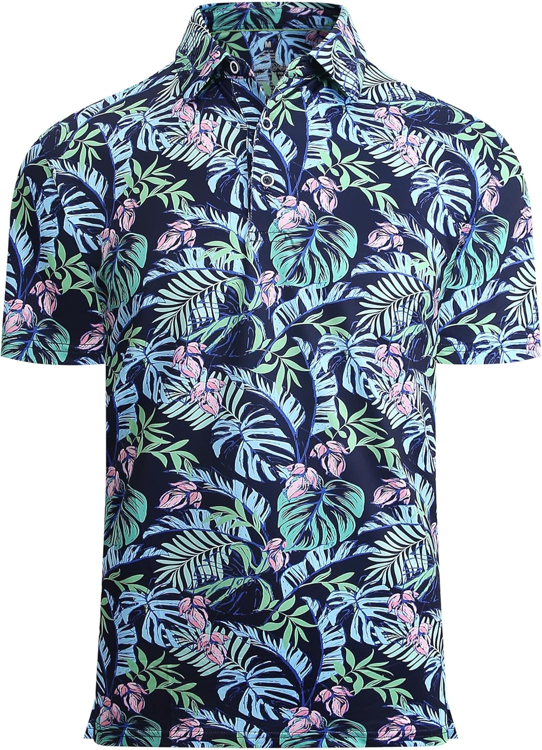 Alex Vando Mens Hawaiian Golf Shirt Moisture Wicking Digital Print Golf Shirts for Men