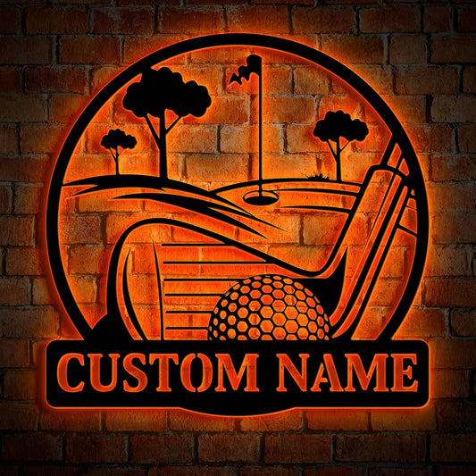 Personalized Men_s Golf Monogram Metal Sign LED Light, Wall Art Decor, Sports, Golfing, Golf, Metal Signs, Home Living Decor, Home Decor, Gift For Dad, Son, Sports Lovers, Christmas Gift
