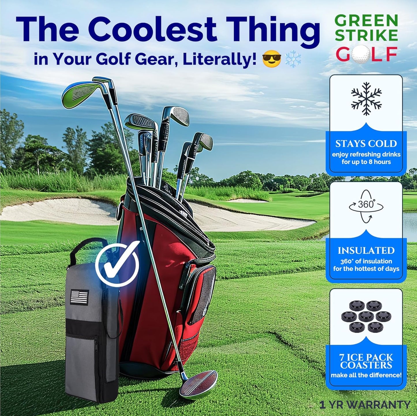 9 Can Insulated Golf Beer Sleeve with 7 Ice Pack Coolers - 8mm Thick Insulation Keeps Drinks Cold and Leak Proof Zipper – Customer-Favorite Golfing Gifts & Golf Bag Accessories