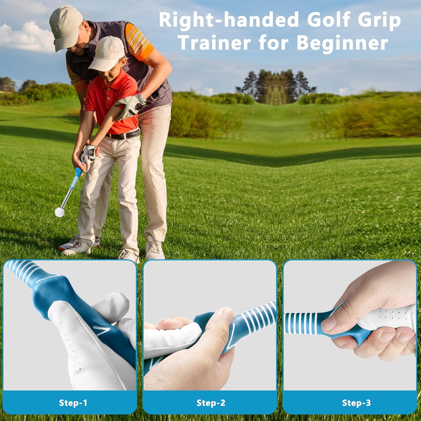 Retractable Golf Swing Training Aid:Golf Grip Trainer,Swing Trainer with Swing Sound Prompt,Feedback,for Beginners.Golf Accessories for Indoor Practice-Strength,Tempo Training.