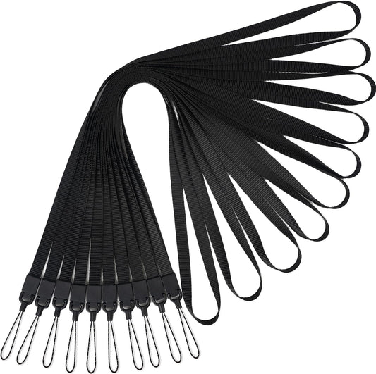 YOUOWO 10 Pack Neck Lanyards Black Straps,For Pen Cellphone ID Badges Holder Keys Office Name Badges ID Card,Long Lanyard Strap For Whistles (10 Black - Combination 1)