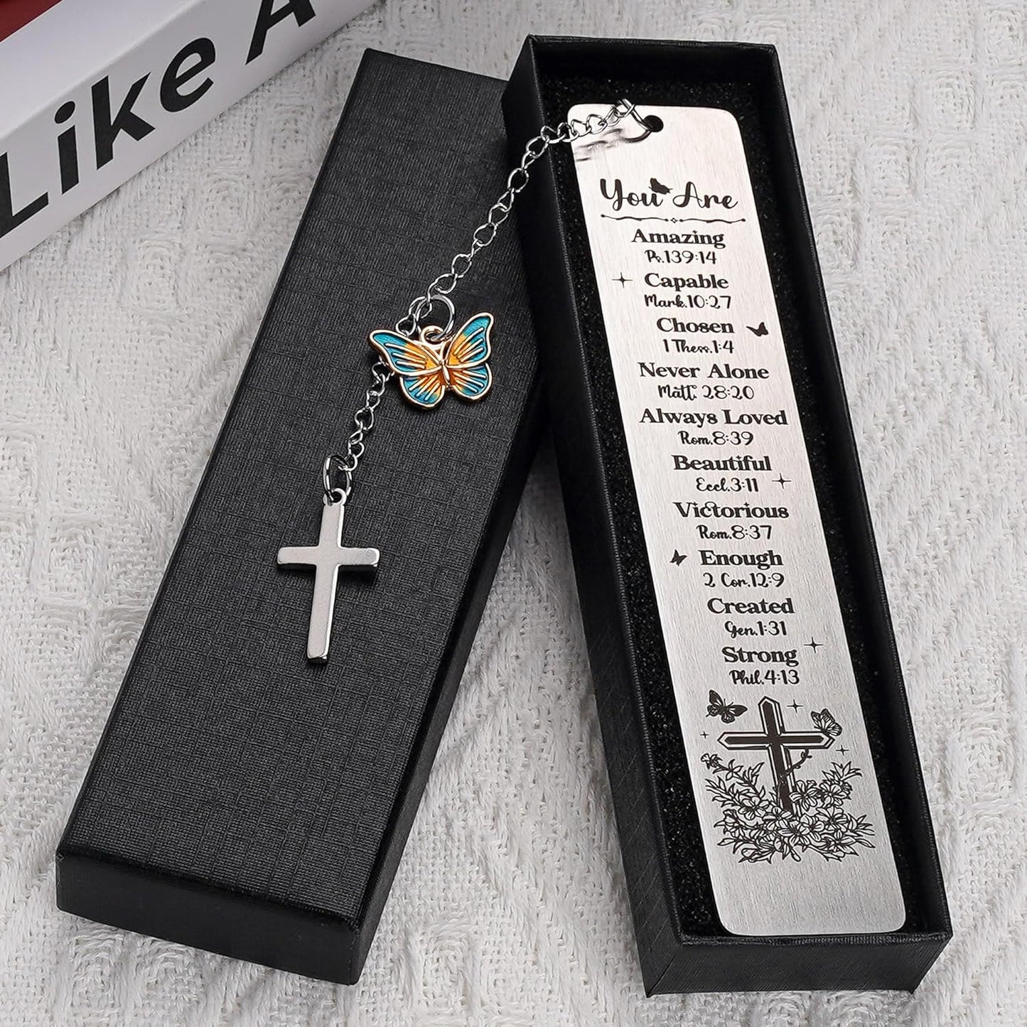 Metal Christian Bookmark for Women - Bible Book Marks with Scripture Verse Cross, Inspirational Religious Gifts for Baptism First Communion Birthday Graduation Back to School