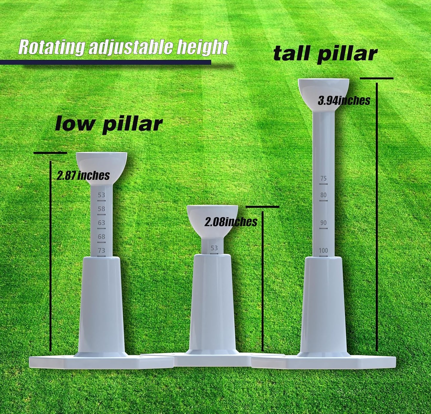 Adjustable Unbreakable Golf Tee，Rubber Golf Tees for Mats，Driving Range Tee，Flight Path Golf Simulator Accessories，3.9 Inch and 2.8 Inch ，Reusable Home Golf Tees （2 Pack Blue+2 high Struts）