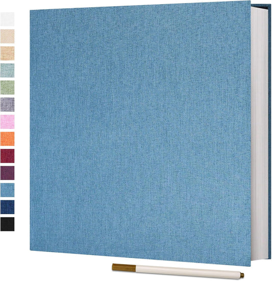 Vienrose Photo Album Self Adhesive 4x6 5x7 3x5 8x10 10x12 Scrapbook Album DIY Scrap Book with A Metallic Pen (13"x12.6" 60 Pages, Skyblue)
