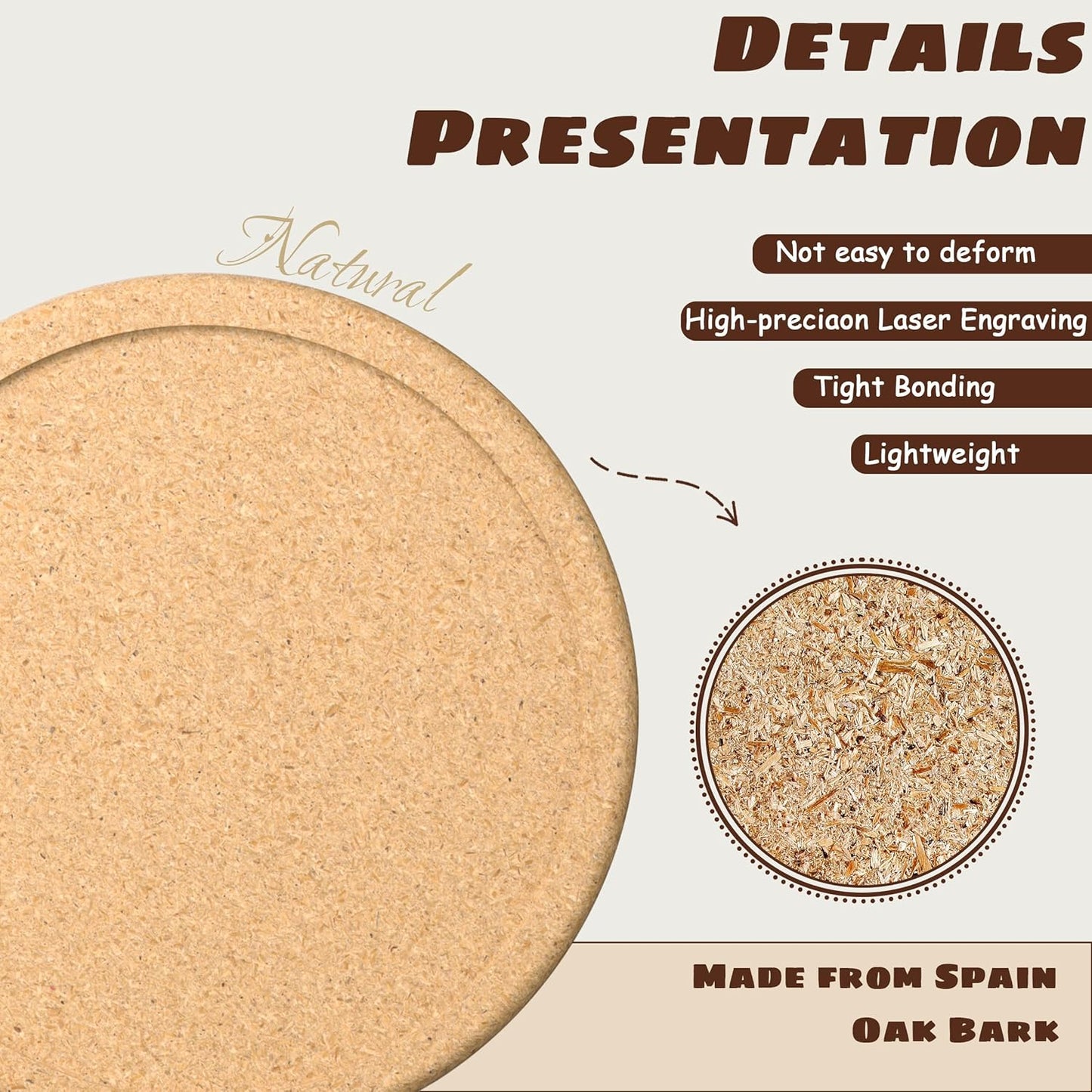 30-100Pcs Personalized Cork Coastersfor Drink, Custom Drink CoasterSet with Lip, Laser Engraved Name Text Logo, Non-Slip, Heat-Resistant, Absorbent Bar Coasters, Wedding Anniversary Housewarming Gift