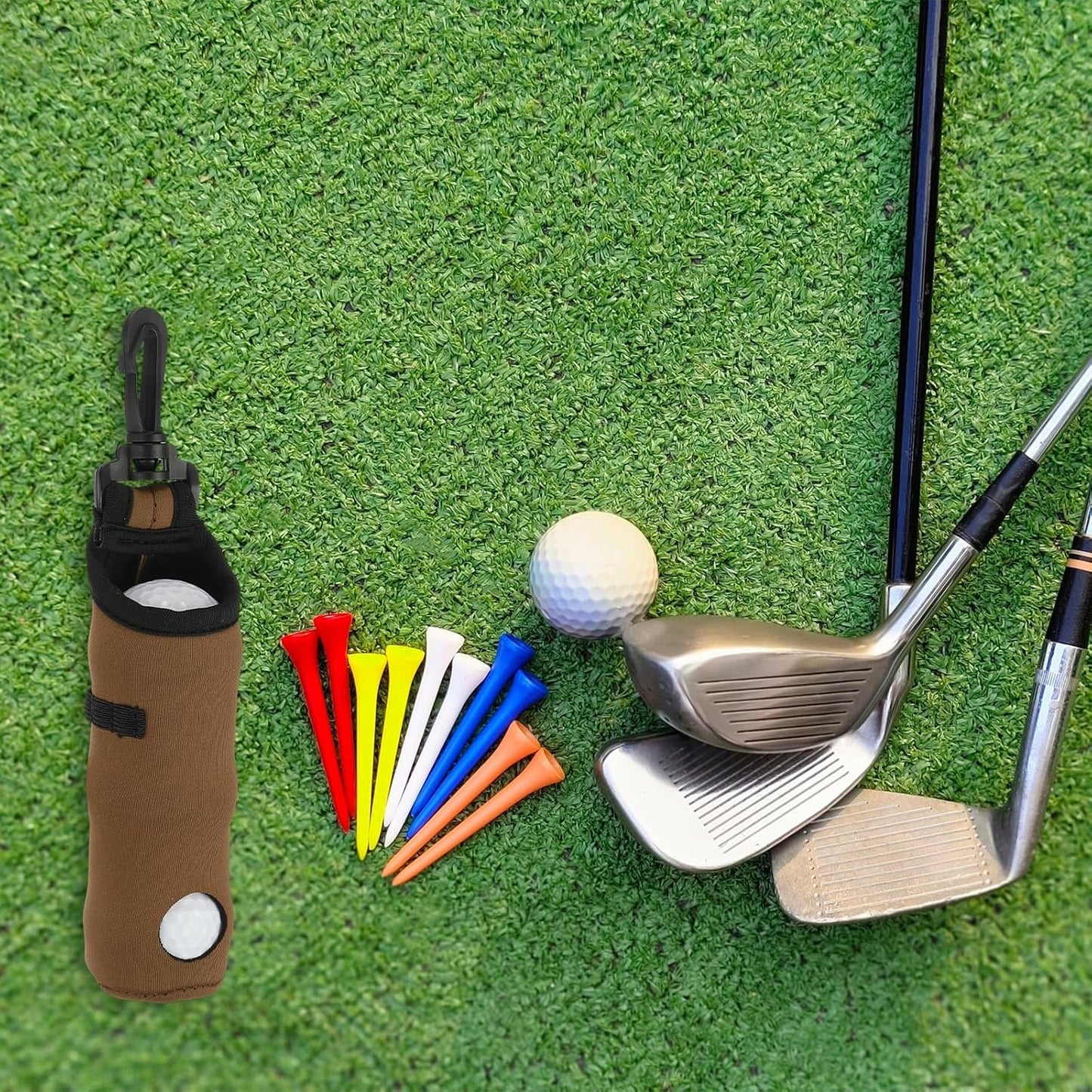 uxcell Golf Ball Carry Bag, Waist-Mounted Storage Bag Neoprene Golf Tee Holder Pouch with Lightweight Hook for Men and Women