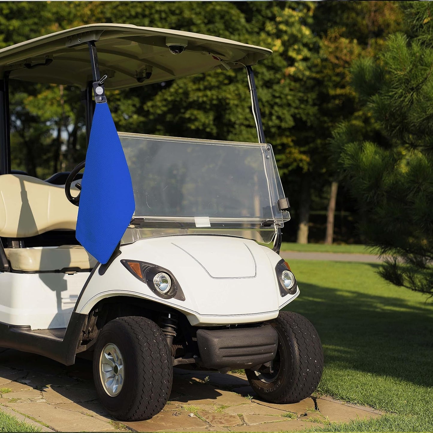 Magnetic Golf Towels for Golf Bags with Clip & Ultra Strong Magnet - Waffle Weave Microfiber Towel for Secure Hold on Bags & Carts - Ideal Club Cleaner & Accessories - Bright Blue