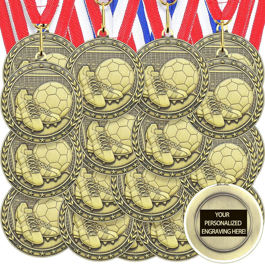 36 Pcs 2'' Gold Medals Bulk Volleyball Football Basketball Soccer Baseball Archery Dink Ball Cheer Track Bowling Awards Medals with Ribbons for Sports Participation Winner Gift