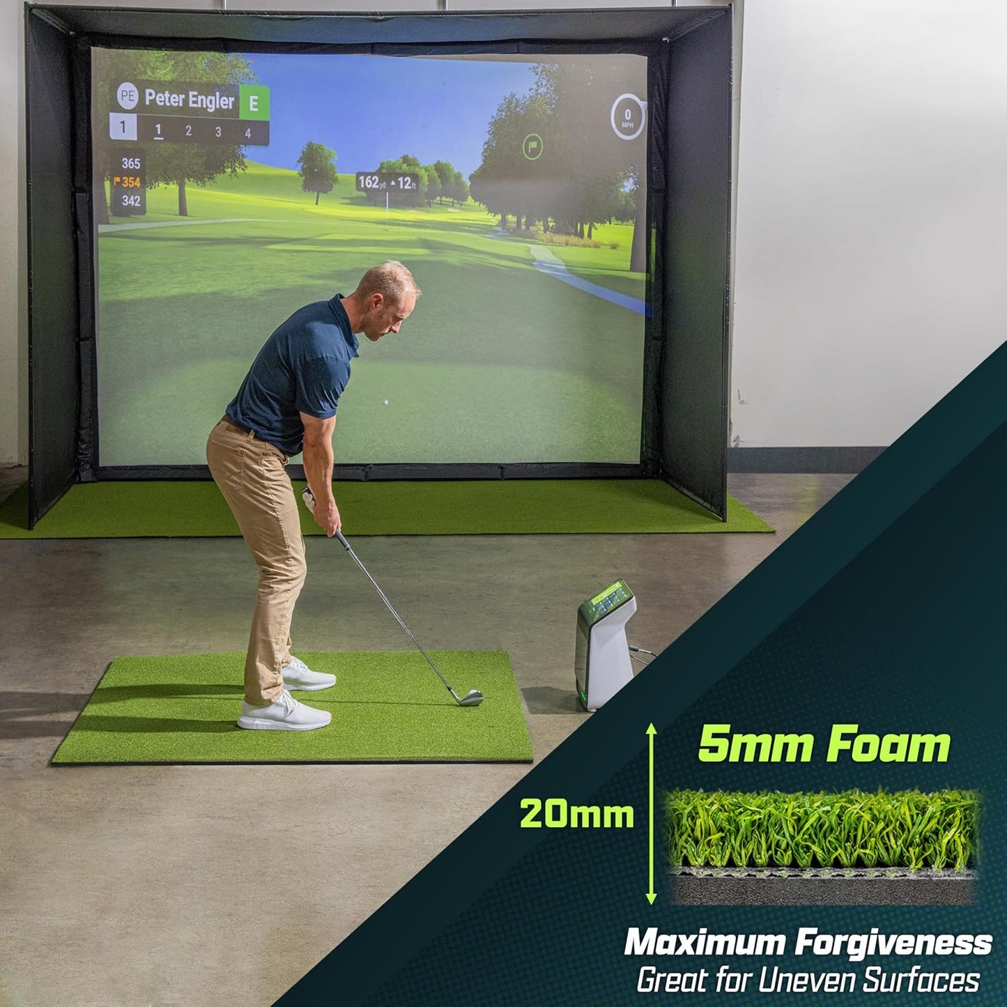 GoSports Elite Golf Hitting Mats for Indoor/Outdoor Practice – Choose Size – Turf Driving Range Mats for Golf Simulators and Practice