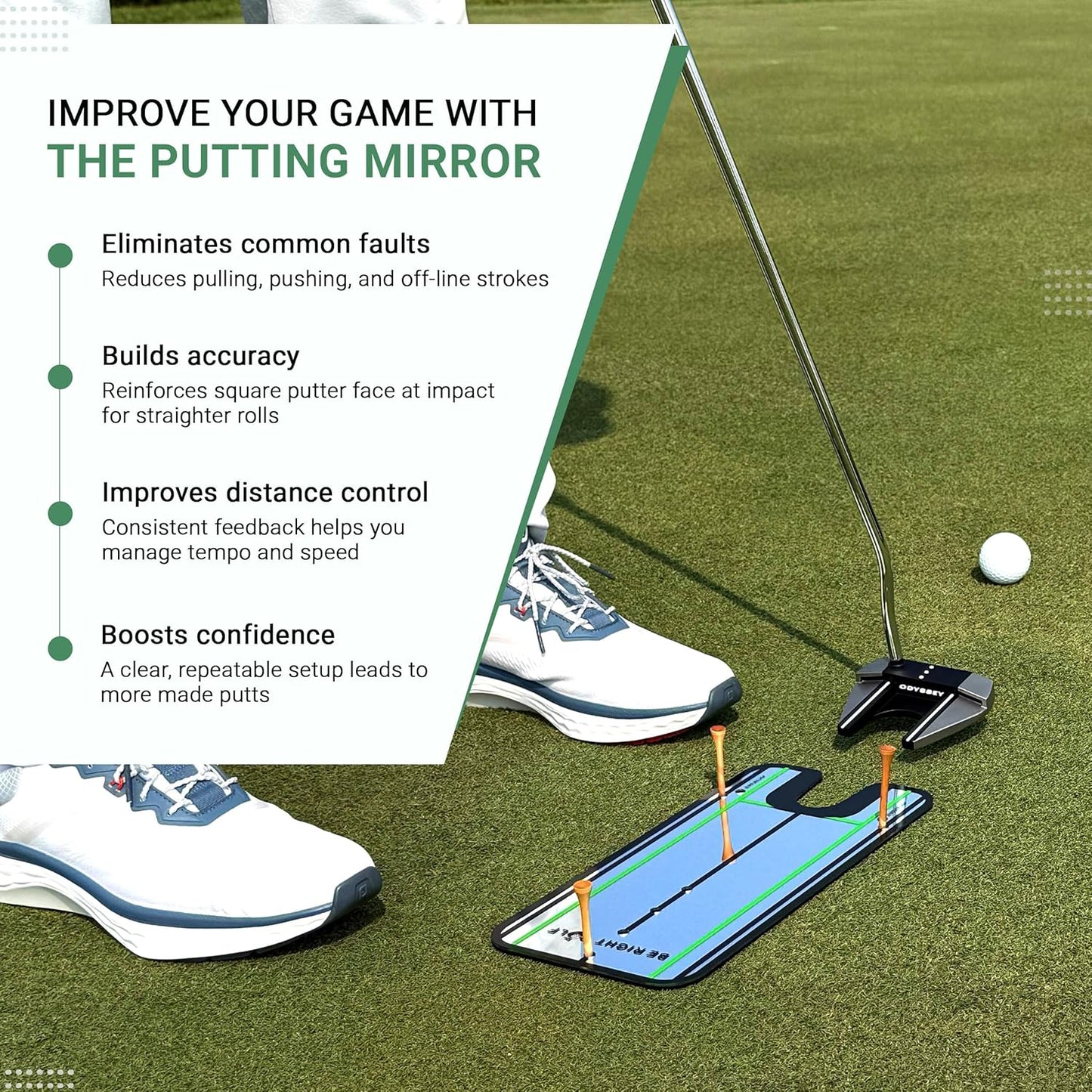 Golf Putting Mirror - Putting Mirror Training Aid - Putting Alignment Practice for Consistency & Accuracy - Alignment Training Aid for Indoor & Outdoor Practice