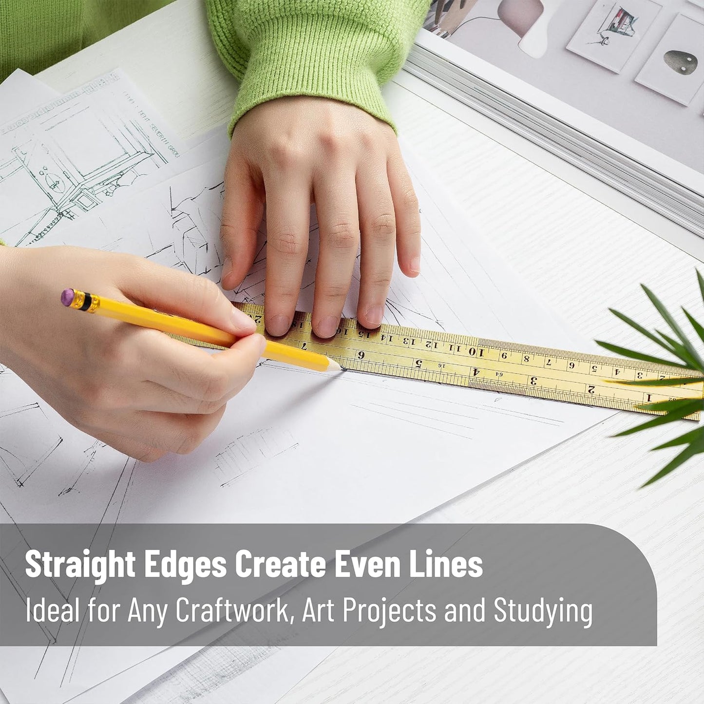 Mr. Pen- Steel Rulers, 2 Pack, 6" and 12", Gold, 6 Inch Ruler Metal Rulers, Stainless Steel Ruler 12 Inch