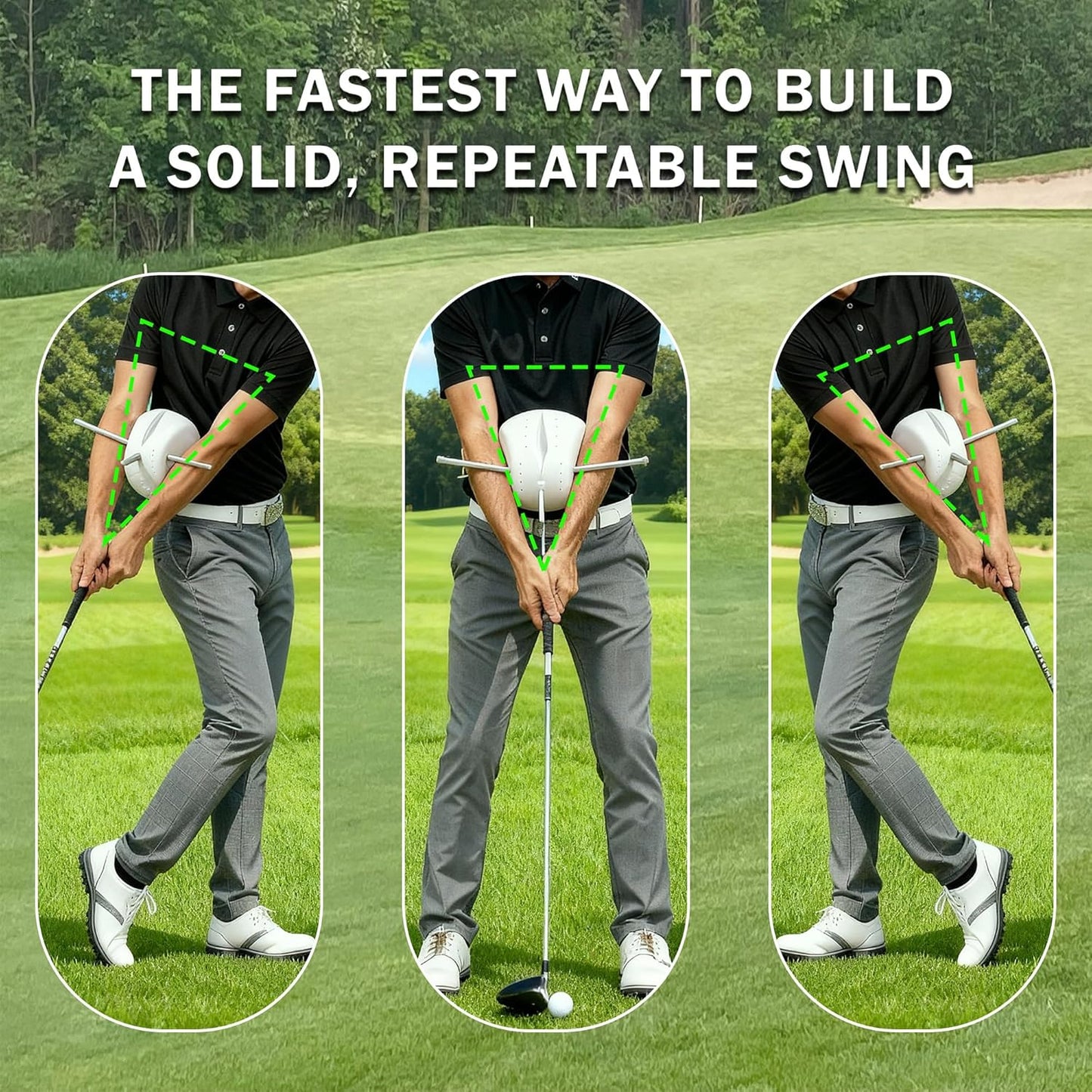 The Connector Golf Training Aid – Swing Trainer for Perfect Swing, Arm & Body Alignment, Non-Slip Pattern, Durable & Portable