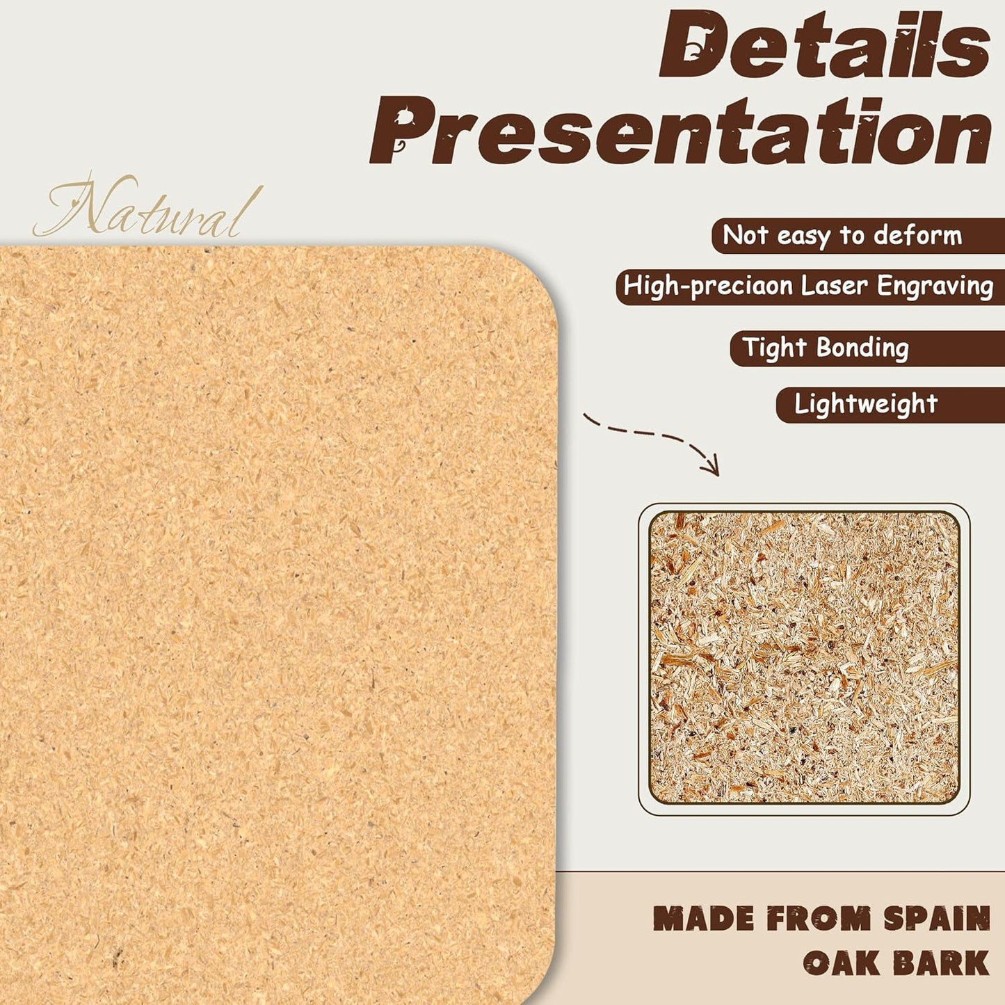 30-100Pcs Personalized Coasters, Custom Cork Drink Coasters with Laser Engraved Text Name Logo, Non-Slip, Heat-Resistant, Custom Wedding, Anniversary, Housewarming Gifts (Suqare Version)