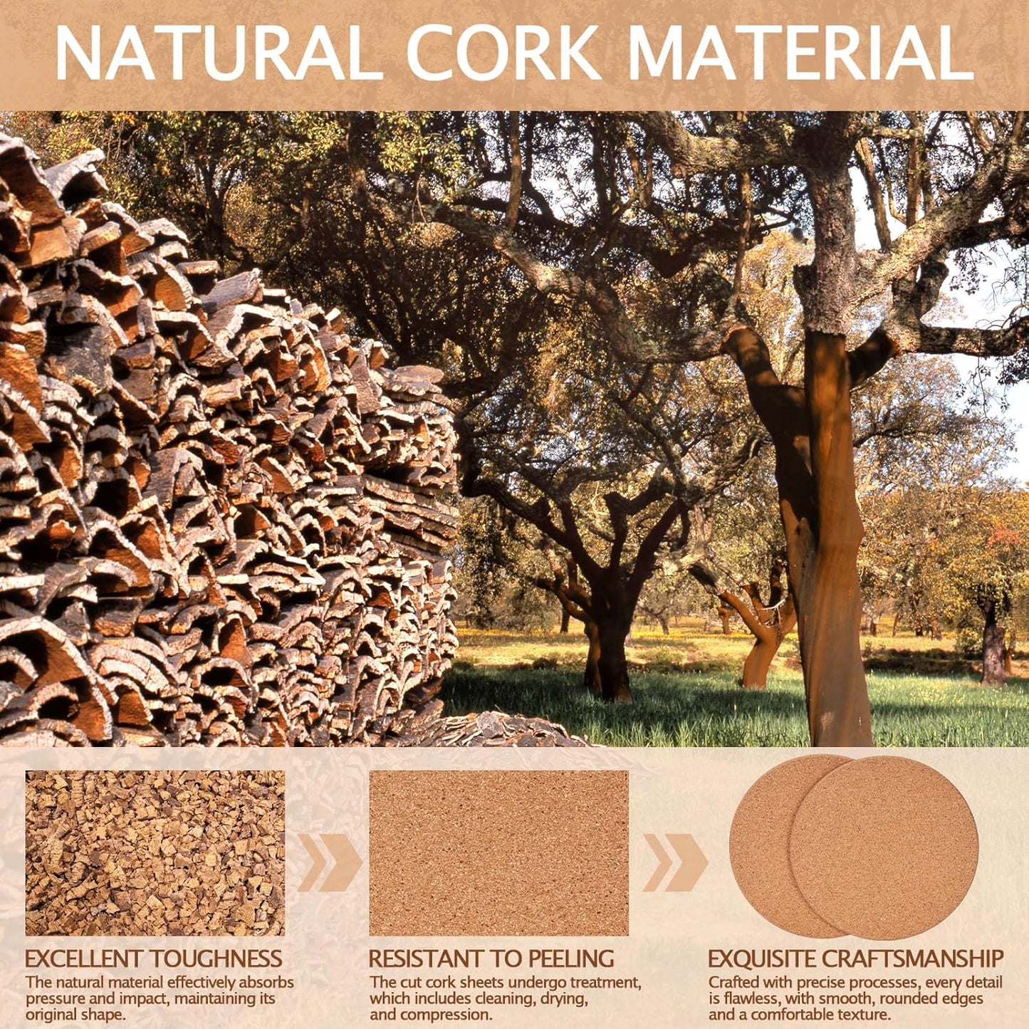 160 Pieces Cork Coasters for Drinks, GOH DODD Thicken Absorbent Blank Coasters for DIY Crafts Laser Engraving Sublimation Wood Burning Plants Painting Housewarming Gifts Wedding, Round, 4 Inch