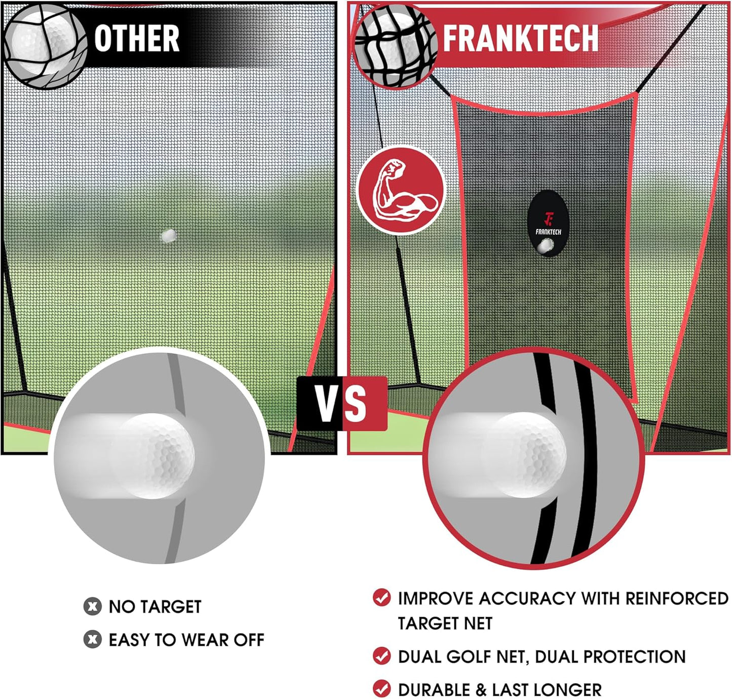 Golf Practice Net - Heavy Duty Driving Range Net with High Impact Chipping Target, Include Carry Bag and Golf Balls for Indoor Outdoor
