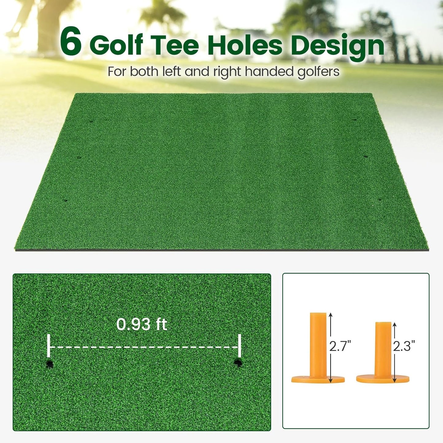 Tangkula Golf Hitting Mat, Artificial Turf Mat for Indoor/Outdoor Golf Practice Includes 2 Rubber Tees & 2 Alignment Sticks, Golf Training Mat for Home Backyard Garage