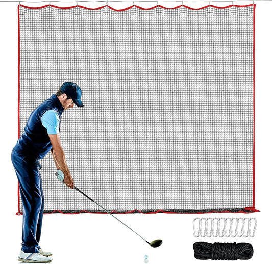 Golf Netting, 10ft, 15ft, 20ft Sports Netting - Heavy Duty High Impact Multi-Sport Practice Net for Golf, Baseball, Soccer, Hockey, Lacrosse, Backyard Driving & Training Barrier