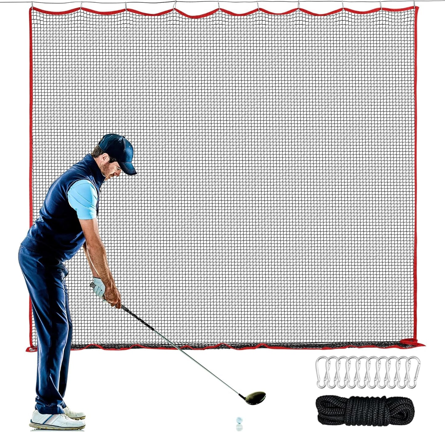 Golf Netting, 10ft, 15ft, 20ft Sports Netting - Heavy Duty High Impact Multi-Sport Practice Net for Golf, Baseball, Soccer, Hockey, Lacrosse, Backyard Driving & Training Barrier