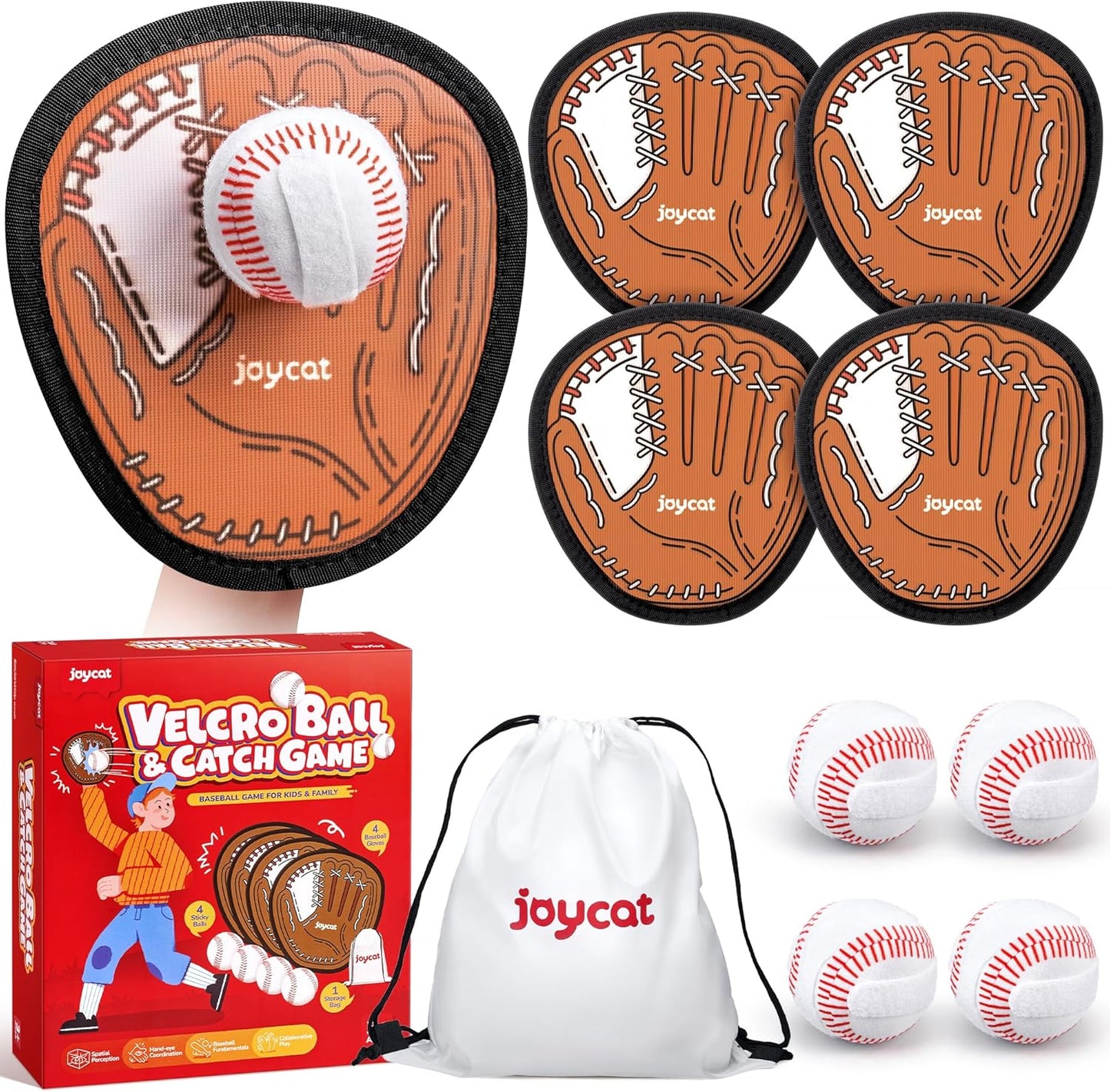 JoyCat Toss and Catch Ball Game Set,Toddler Baseball Glove,Beach Pool Yard Camping Games,Kids Sports & Outdoor Play Toys for Family,Outside Toys for 3 4 5 6 7 8 9 10+Year Old Boys Girls Birthday Gifts