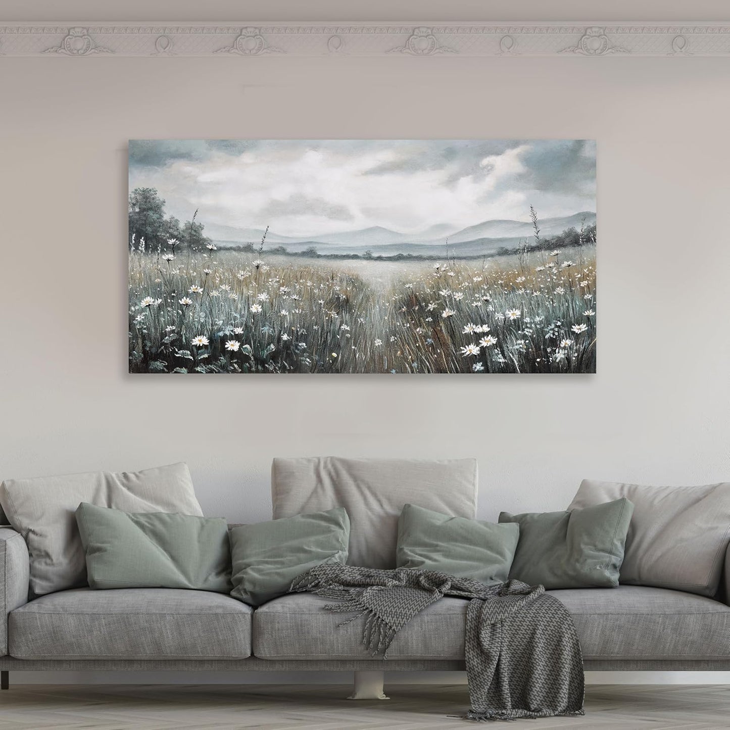 Glvzygy Canvas Wall Art Vintage Wall Decor Classical Painting Canvas Prints Vintage Floral Wall Art for Home Room Bathroom Decor Living and Office Home Decor 24"x48"