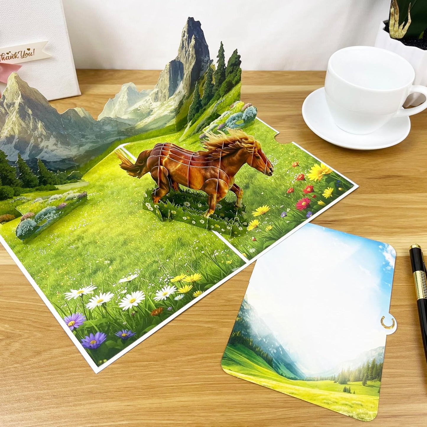 3D Horse Popup Card - Handmade Animal-Themed Paper Art for Birthday, Anniversary, Christmas, Father’s Day - Unique Gift for Him, Her, Kids, Horse Lovers, Equestrians, Riders