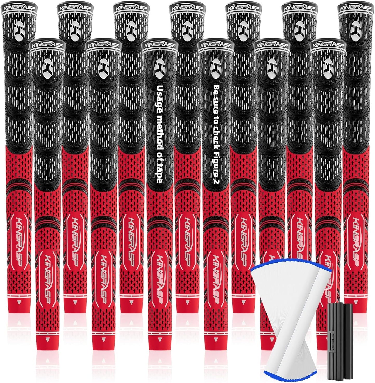 Premium Hybrid Golf Grips (13 Pack) - High Traction Rubber Golf Club Grips with Enhanced Feedback | Includes 13 Grips + 15 Tapes + 1 Rubber Vice | All-in-One Replacement Grip Kit for Golf Clubs