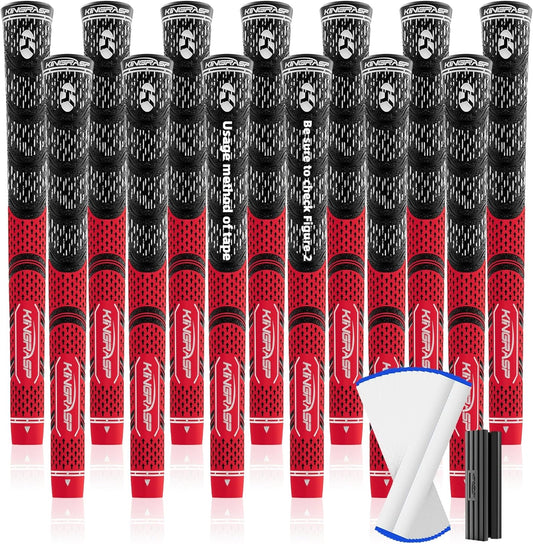 Premium Hybrid Golf Grips (13 Pack) - High Traction Rubber Golf Club Grips with Enhanced Feedback | Includes 13 Grips + 15 Tapes + 1 Rubber Vice | All-in-One Replacement Grip Kit for Golf Clubs