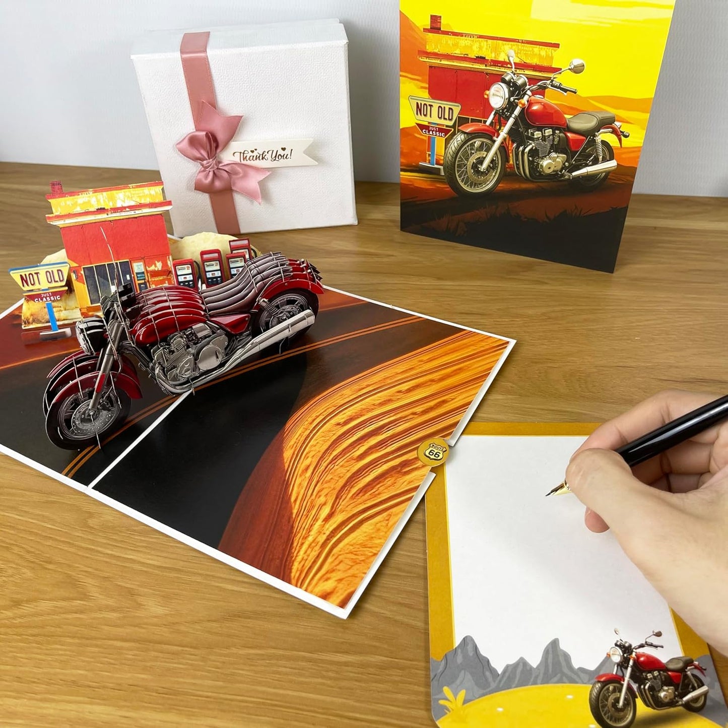 3D Motorcycle Popup Card - Handmade Biker Paper Art for Birthday, Anniversary, Christmas, Father’s Day - Unique Gift for Him, Her, Dad, Son, Husband, Wife, Motorcycle Lover
