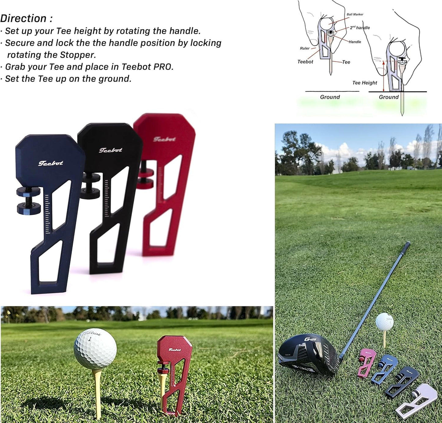 PRO - Premium Golf Accessory for Tee Height Setup Tool with Extreme Accuracy and Consistency
