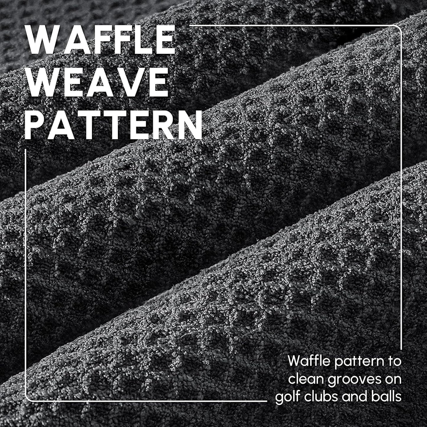Magnetic Golf Towel 2-Pack, 18x18 Inch Microfiber Waffle Design with Strong Magnet - Golf Towels for Golf Bags/Carts, Quick-Dry & Ultra Absorbent(Black)