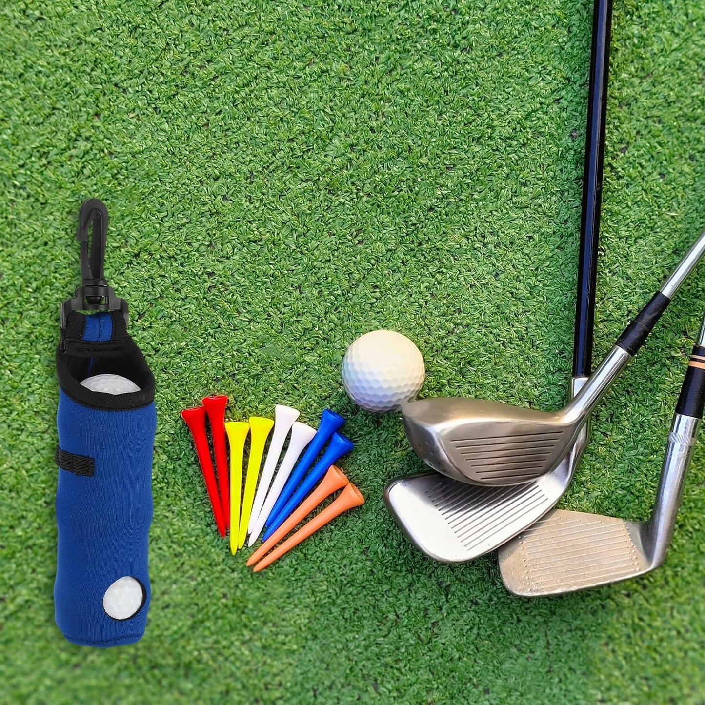 uxcell Golf Ball Carry Bag, Waist-Mounted Storage Bag Neoprene Golf Tee Holder Pouch with Lightweight Hook for Men and Women