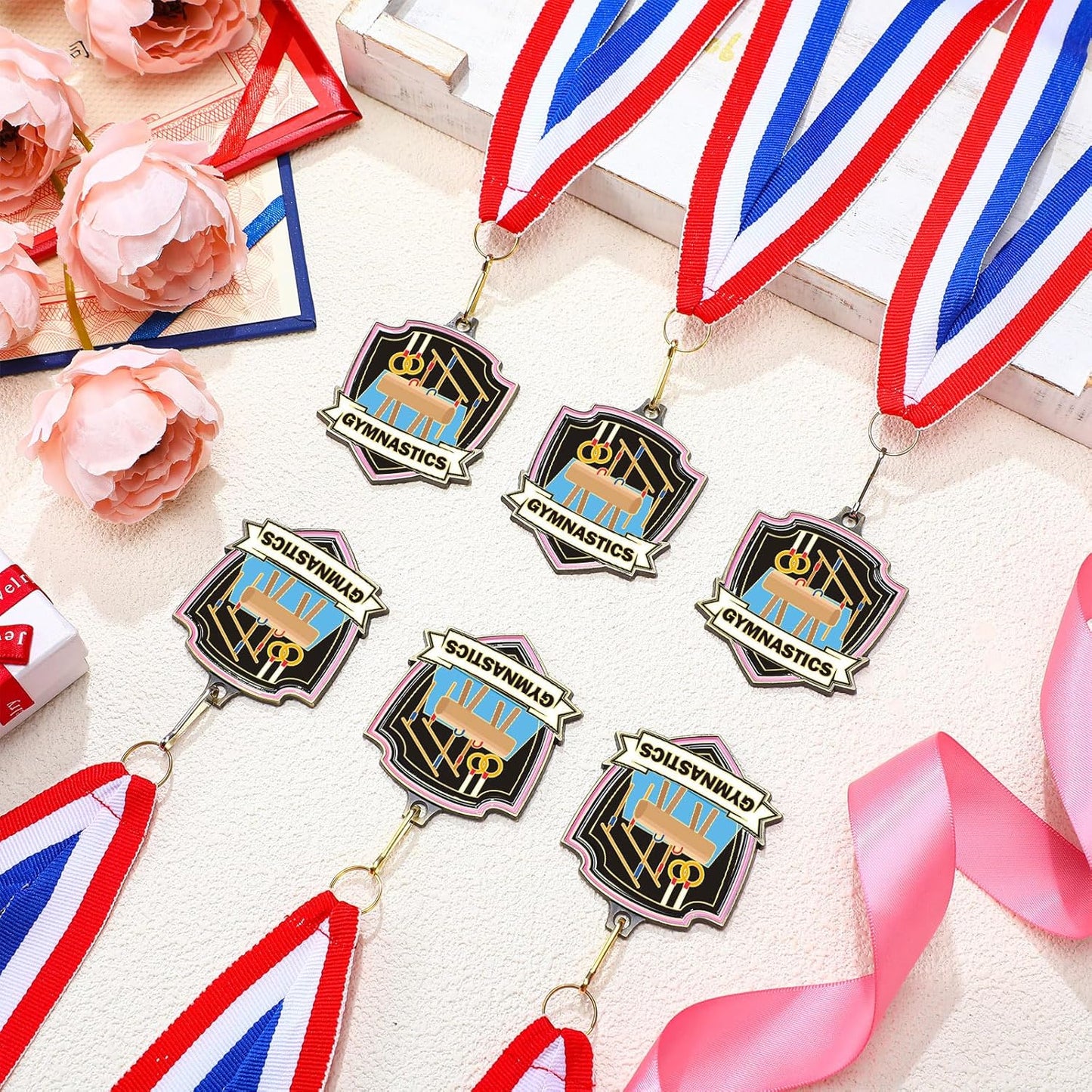10/20 /30/40 Pcs Award Medals Bulk Sports Medals with Neck Ribbons 2.4 Inch Winner Award Trophy Prize Gift for Sports Themed Party Favors Tournaments School Match