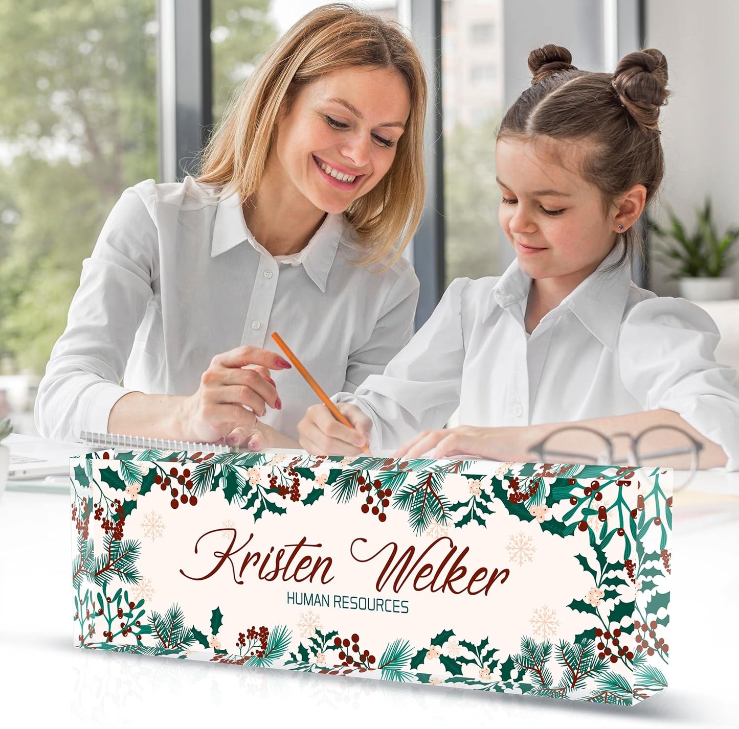 Personalized Name Plate for Desk Custom Acrylic Desk Name Plate Custom Employee Appreciation Gifts Office Gifts for Women, Men, Boss, Coworkers, Teacher, Nurse (Holly)