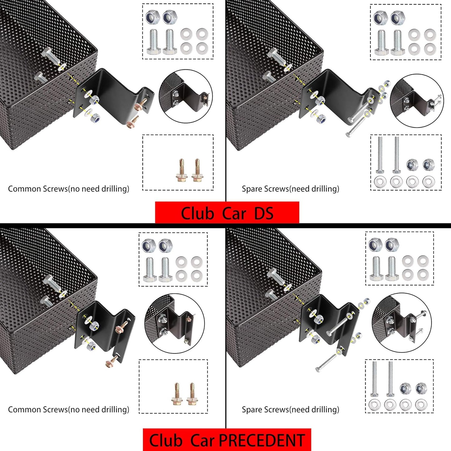 10L0L Golf Cart Front Inner Basket for Club Car DS & Precedent 2001-up Electric & Gas, Heavy Steel Mesh Basket Storage Tray
