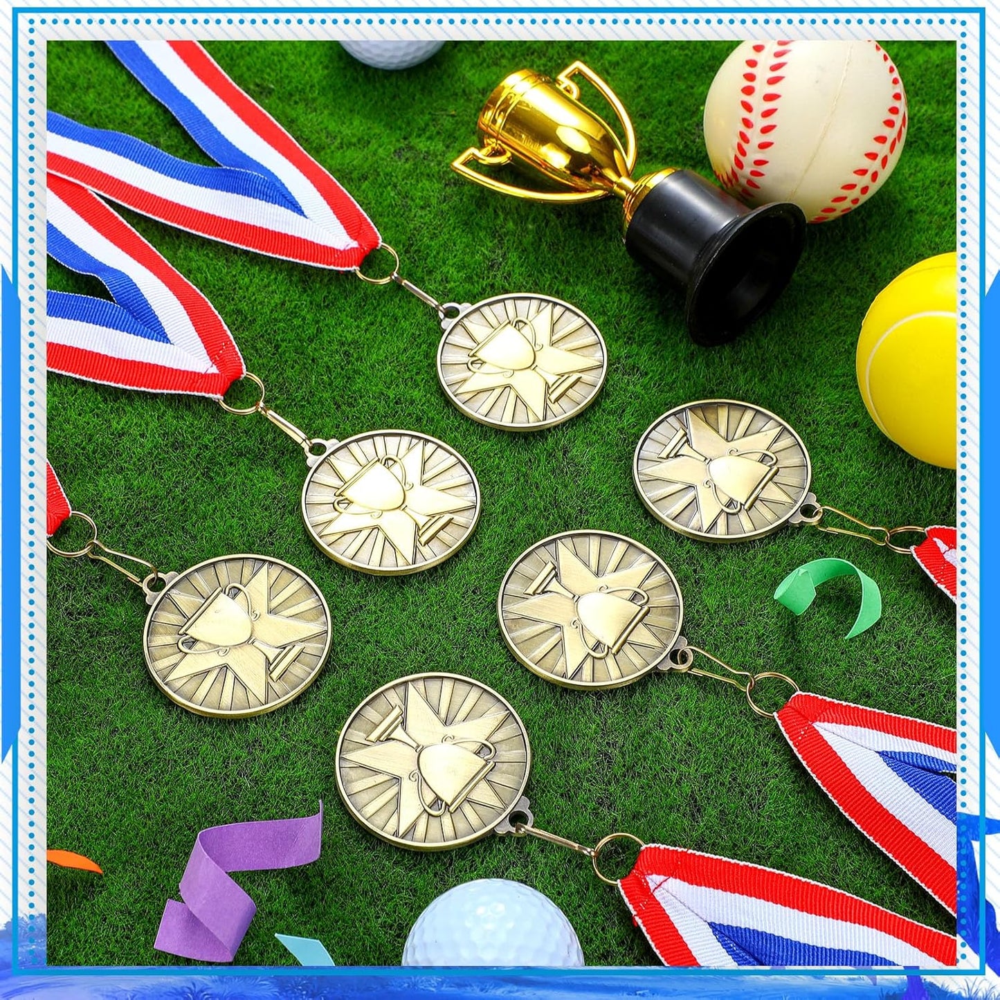 Remuuly 30 Pcs Gold Medals Bulk 2'' Basketball Soccer Baseball Volleyball Football Lacrosse Kickball Cheer Bowling Trophy Medals for Awards for Sports Participation Winner Gift