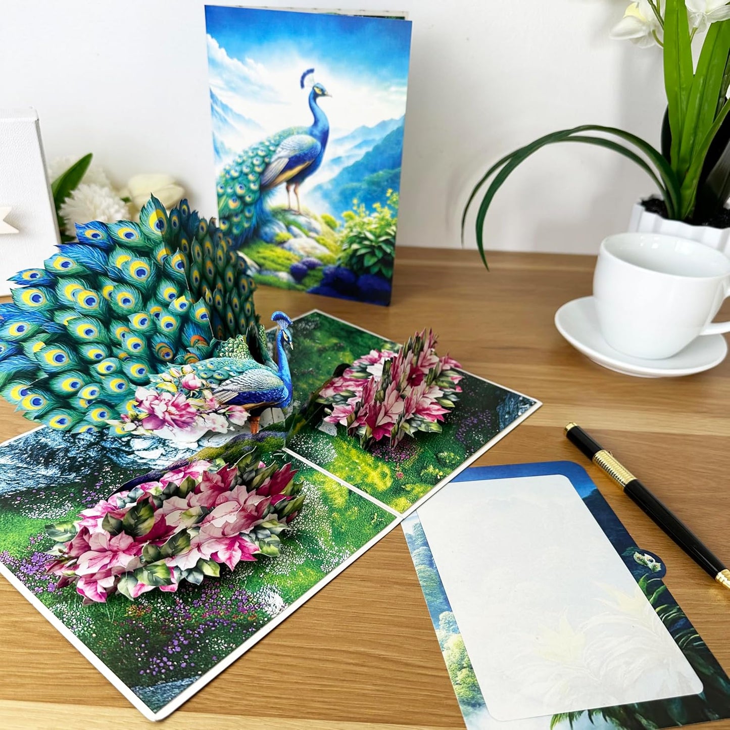 3D Peacock Popup Card – Handmade Elegant Bird Paper Art for Birthday, Anniversary, Christmas, Mother’s Day – Unique Gift for Her, Mom, Wife, Daughter, Peacock Lover, Nature Fan