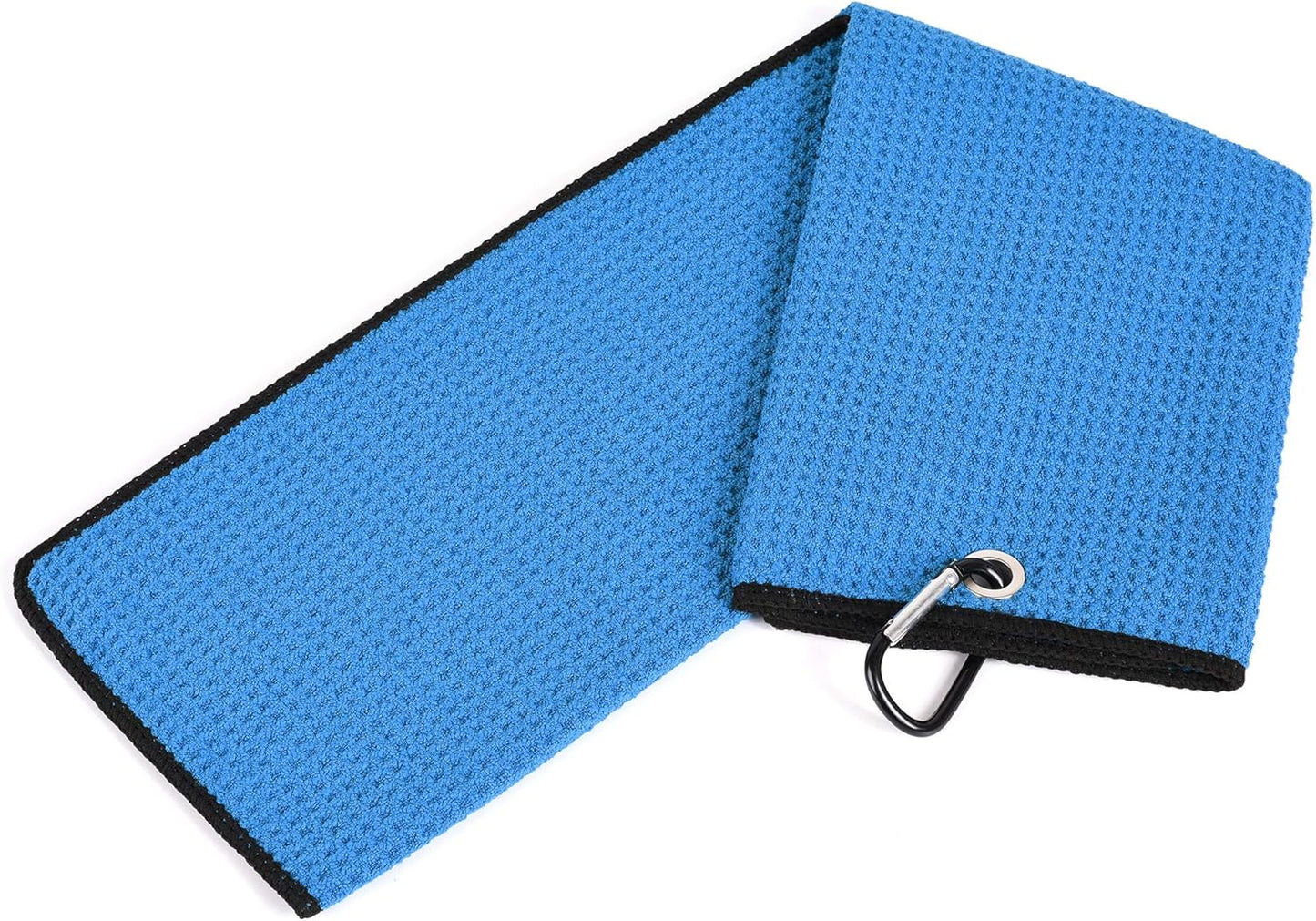 Mile High Life Microfiber Waffle Pattern Golf Towel | Club Groove Cleaner Brush | Foldable Divot Tool with Magnetic Ball Marker (Blue Towel/Brush/Curve Divot)