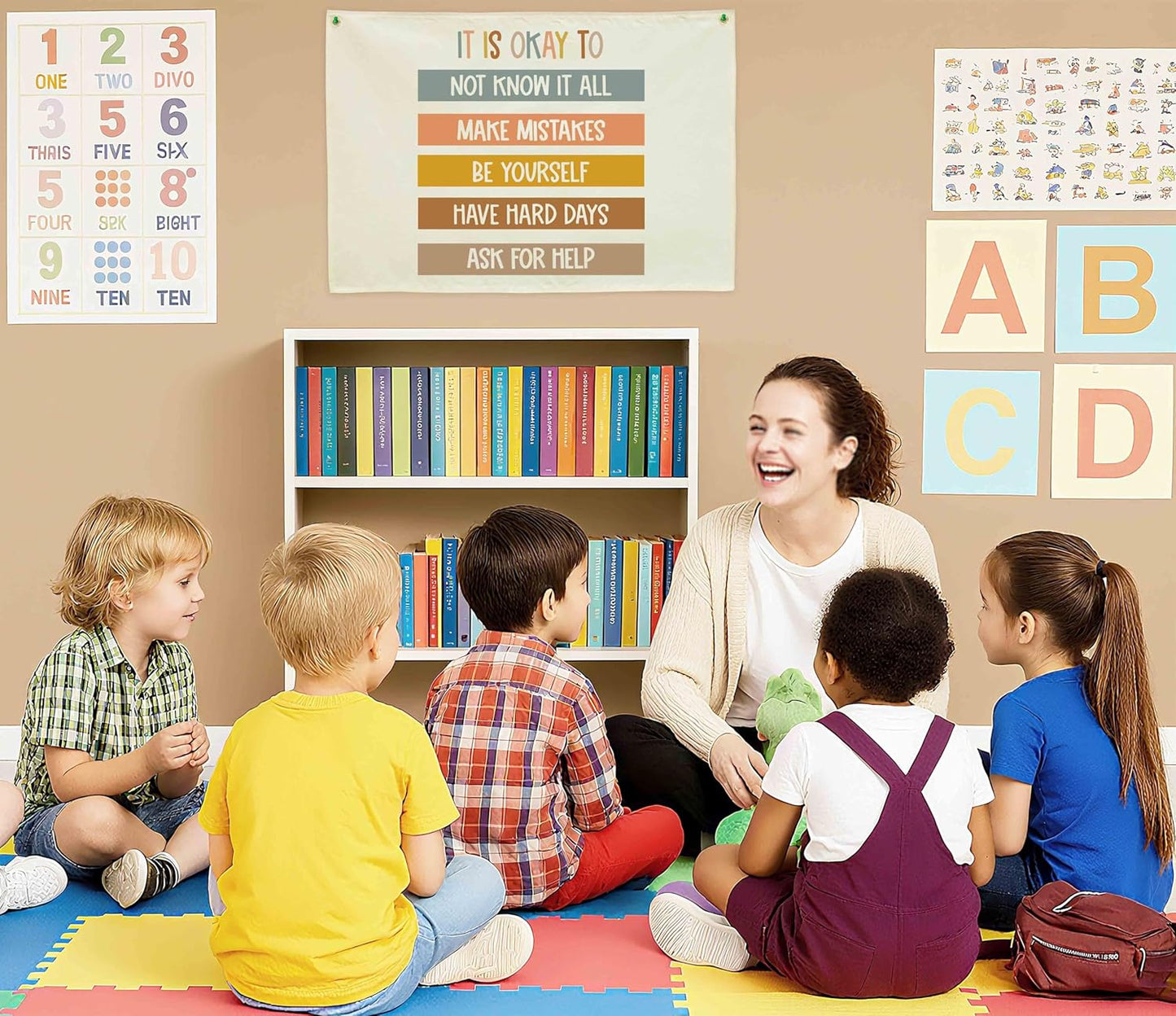 Classroom Decor-Classroom Wall Poster-Child Art-Teacher Present-Nursery Decor-Rectangle Banner Flag Wall Decor-Positive Affirmation Motivational Growth Quote-Christmas Gift-It Is Okay-28.5"L×20"W