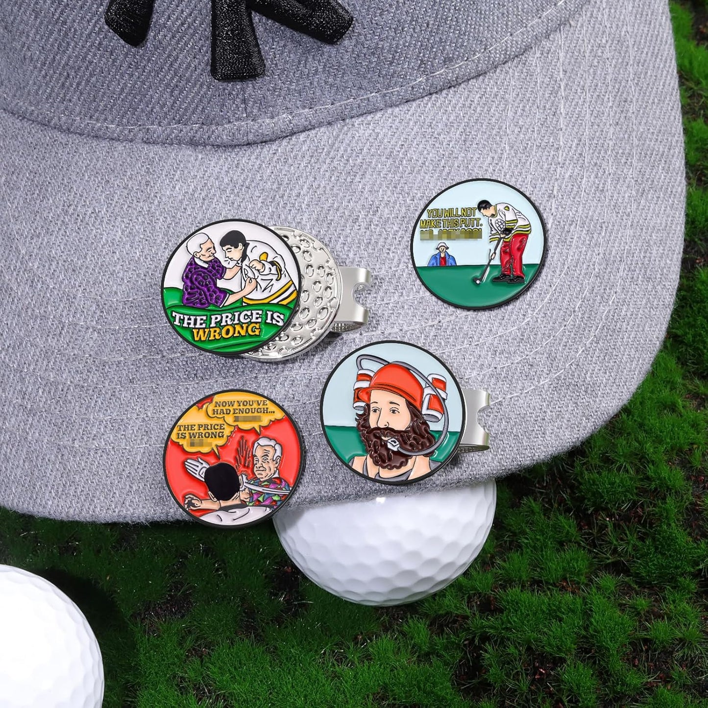 Funny Magnetic Ball Markers Clips, Distinctive Enamel Golf Ball Markers for Putting Green, Golf Ball Marker Hat Clips Magnet for Golf Lovers Gifts Golfing Accessories