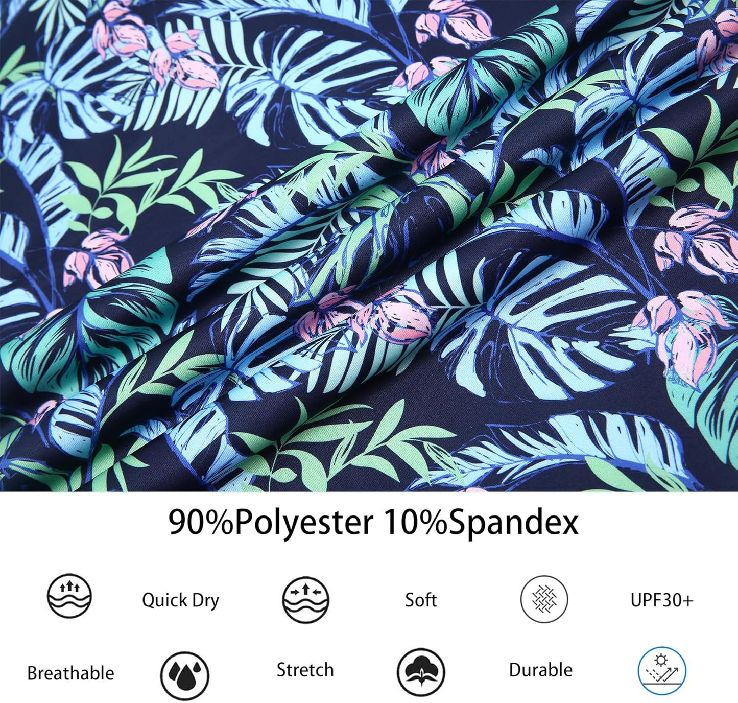 Alex Vando Mens Hawaiian Golf Shirt Moisture Wicking Digital Print Golf Shirts for Men