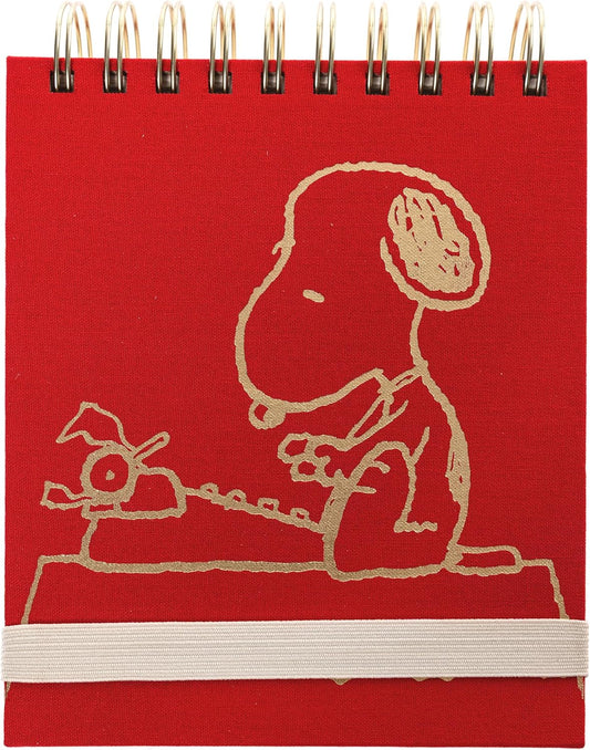 Peanuts Jotter by Graphique Luxe Collection, Fabric-Wrapped Hardcover Spiral Notebook, Gold Foil Embossing, 125 Pages