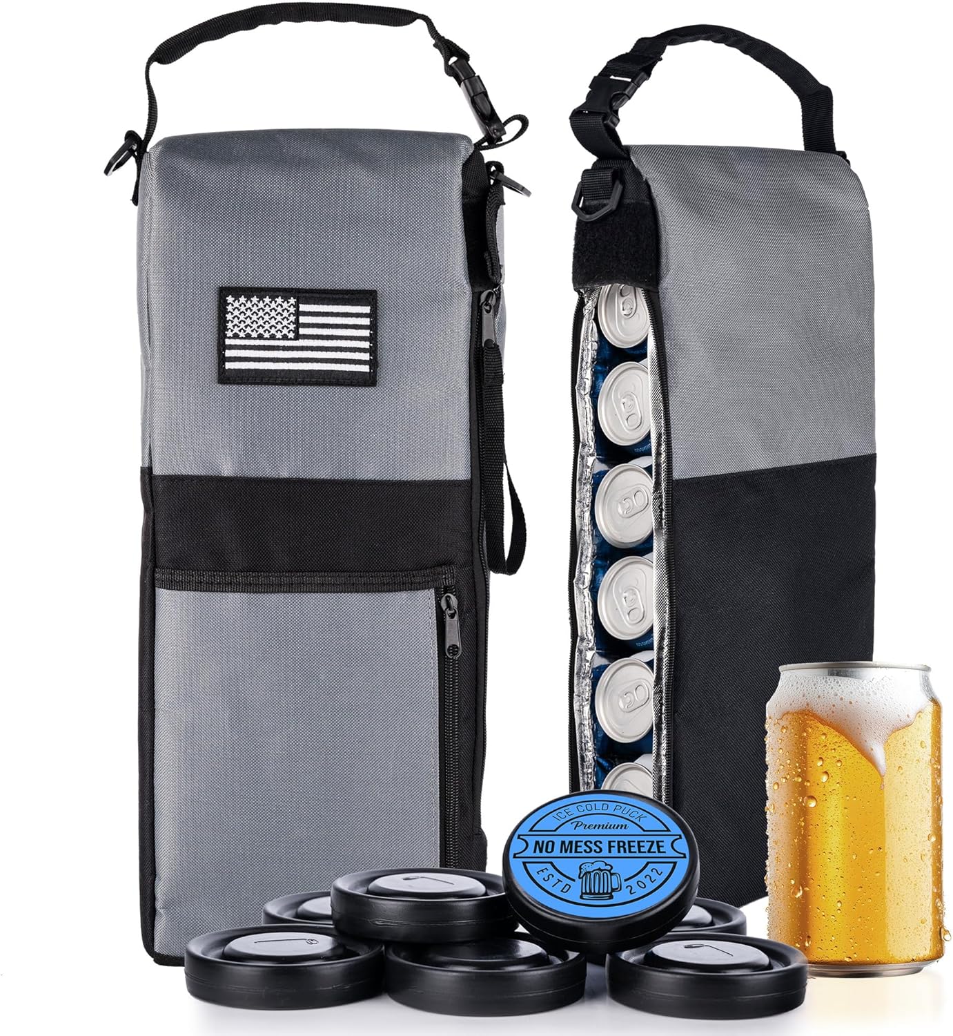 9 Can Insulated Golf Beer Sleeve with 7 Ice Pack Coolers - 8mm Thick Insulation Keeps Drinks Cold and Leak Proof Zipper – Customer-Favorite Golfing Gifts & Golf Bag Accessories
