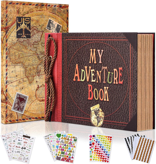 Adventure Book Diary Photo Scrapbook, Hard Cover Movie Style Scrapbook for Anniversary, Wedding, Travelling, Birthday, Christmas